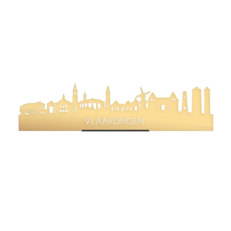 Standing Skyline Vlaardingen Goud Metallic 40 cm houten cadeau decoratie relatiegeschenk van WoodWideCities