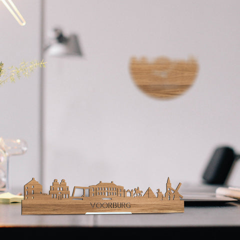 Standing Skyline Voorburg Eiken houten cadeau decoratie relatiegeschenk van WoodWideCities