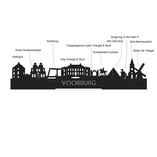 Standing Skyline Voorburg Eiken houten cadeau decoratie relatiegeschenk van WoodWideCities