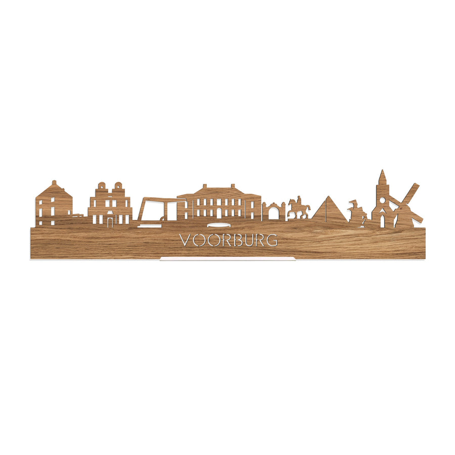 Standing Skyline Voorburg Eiken houten cadeau decoratie relatiegeschenk van WoodWideCities