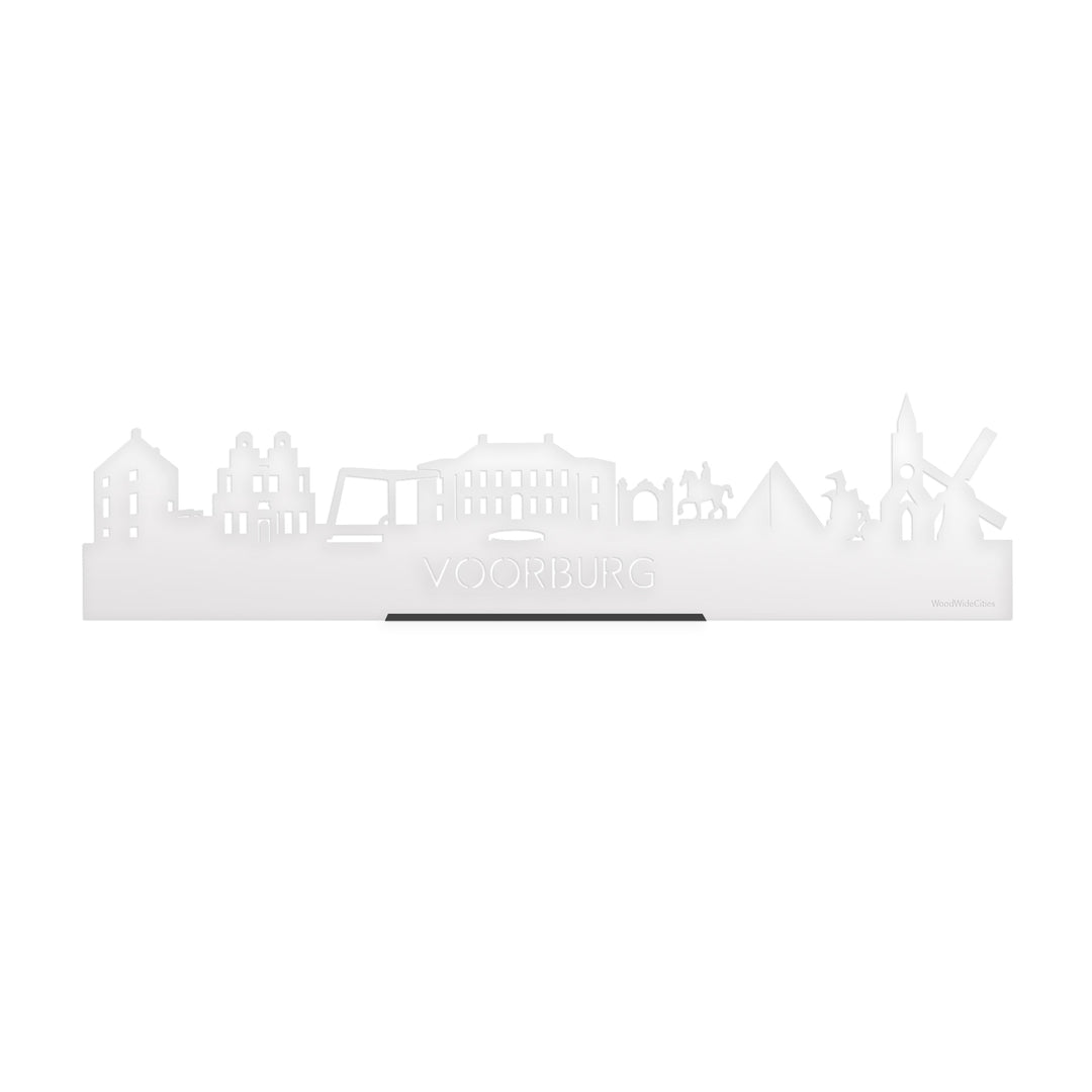 Standing Skyline Voorburg Wit glanzend gerecycled kunststof cadeau decoratie relatiegeschenk van WoodWideCities
