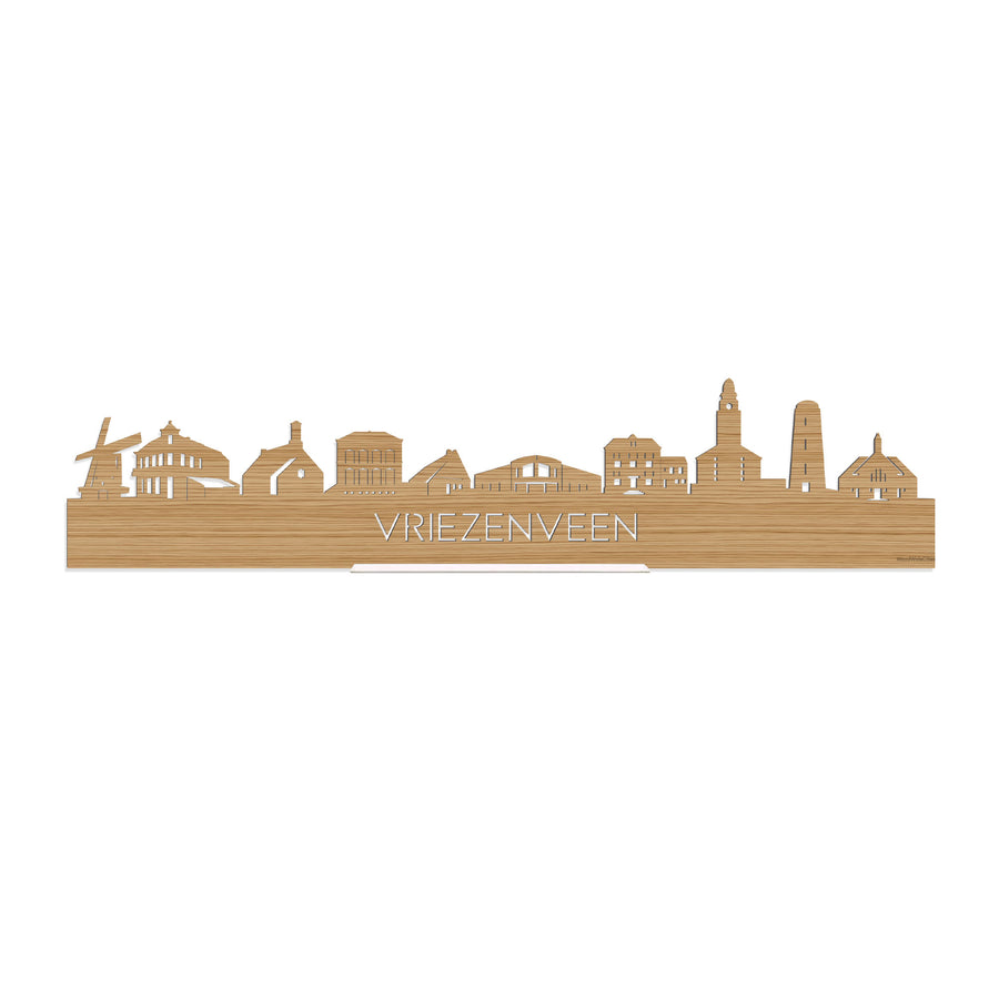 Standing Skyline Vriezenveen Bamboe houten cadeau decoratie relatiegeschenk van WoodWideCities