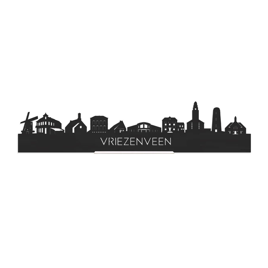 Standing Skyline Vriezenveen Zwart houten cadeau decoratie relatiegeschenk van WoodWideCities