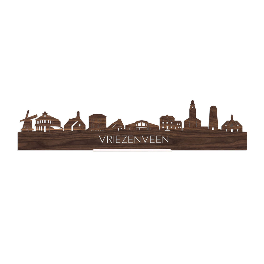 Standing Skyline Vriezenveen Noten houten cadeau decoratie relatiegeschenk van WoodWideCities