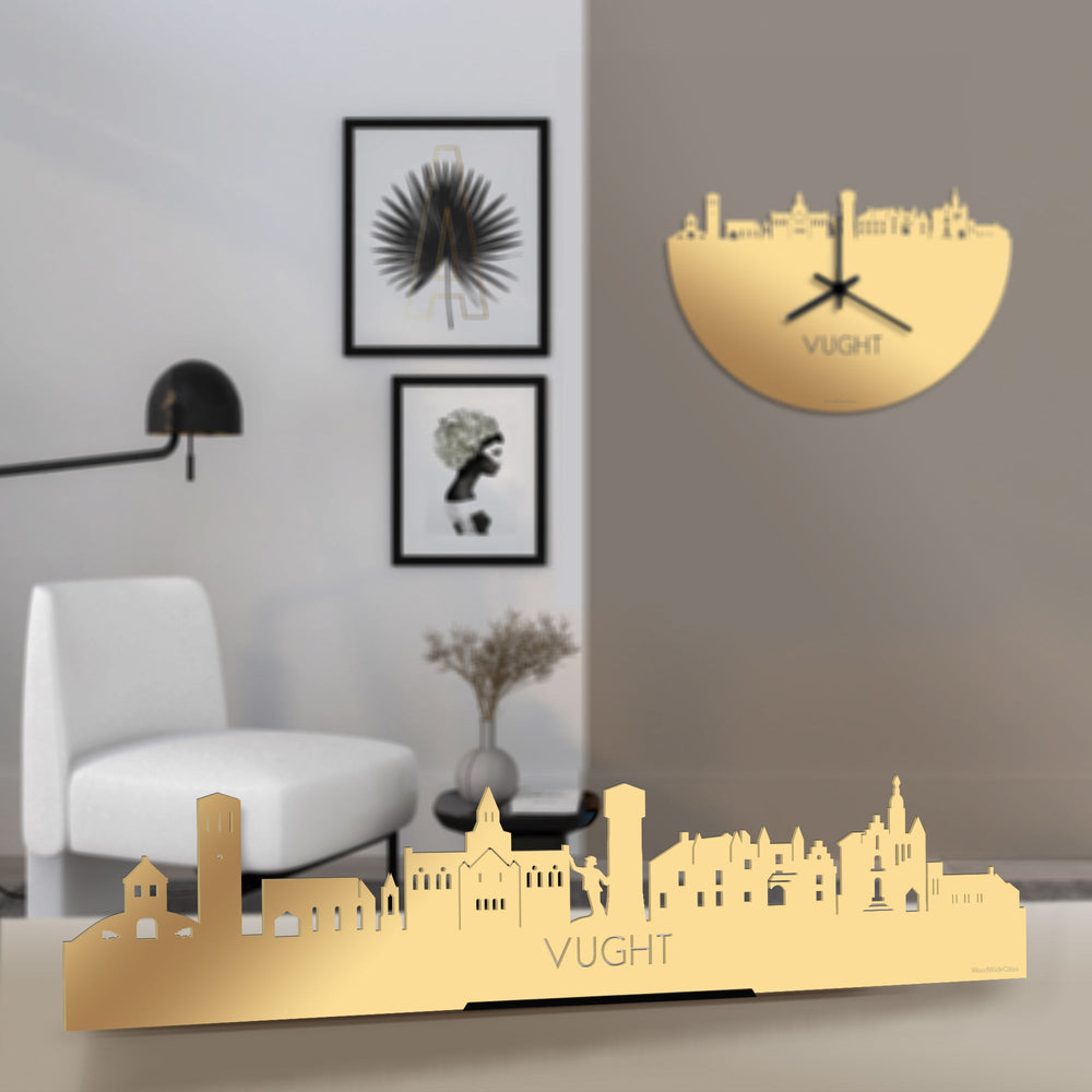 Standing Skyline Vught Metallic Goud gerecycled kunststof cadeau decoratie relatiegeschenk van WoodWideCities