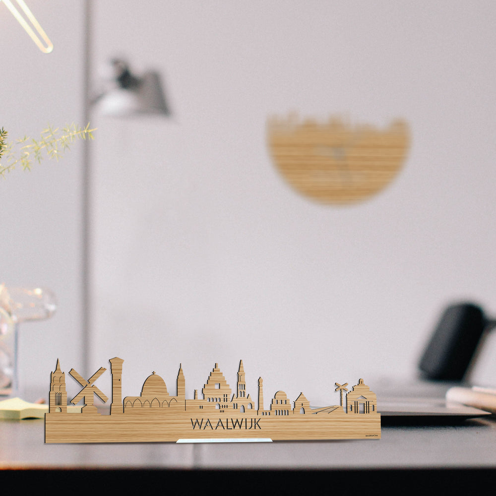 Standing Skyline Waalwijk Bamboe houten cadeau decoratie relatiegeschenk van WoodWideCities