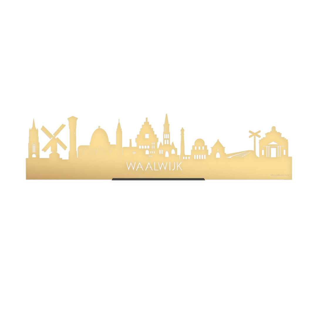 Standing Skyline Waalwijk Goud Metallic 40 cm houten cadeau decoratie relatiegeschenk van WoodWideCities