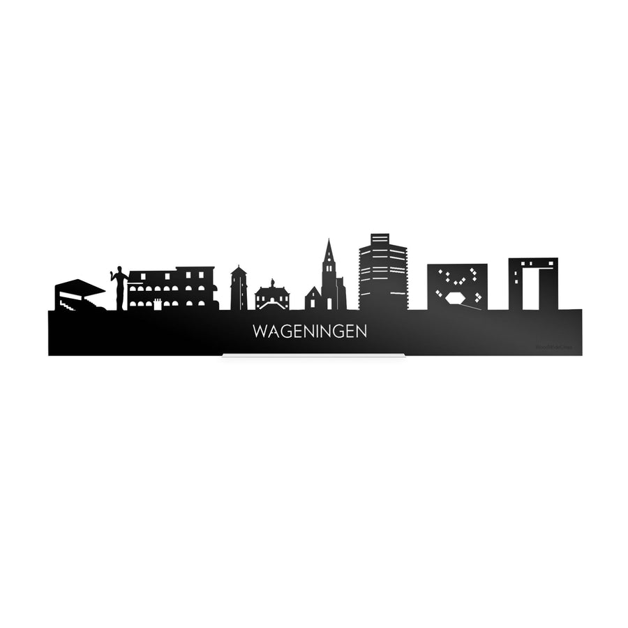 Standing Skyline Wageningen Zwart Glanzend 40 cm houten cadeau decoratie relatiegeschenk van WoodWideCities