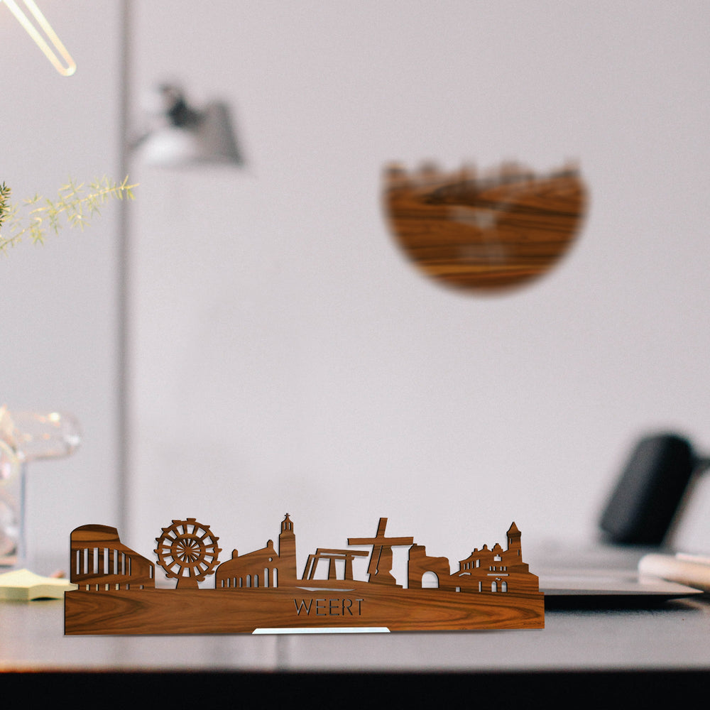Standing Skyline Weert Palissander houten cadeau decoratie relatiegeschenk van WoodWideCities