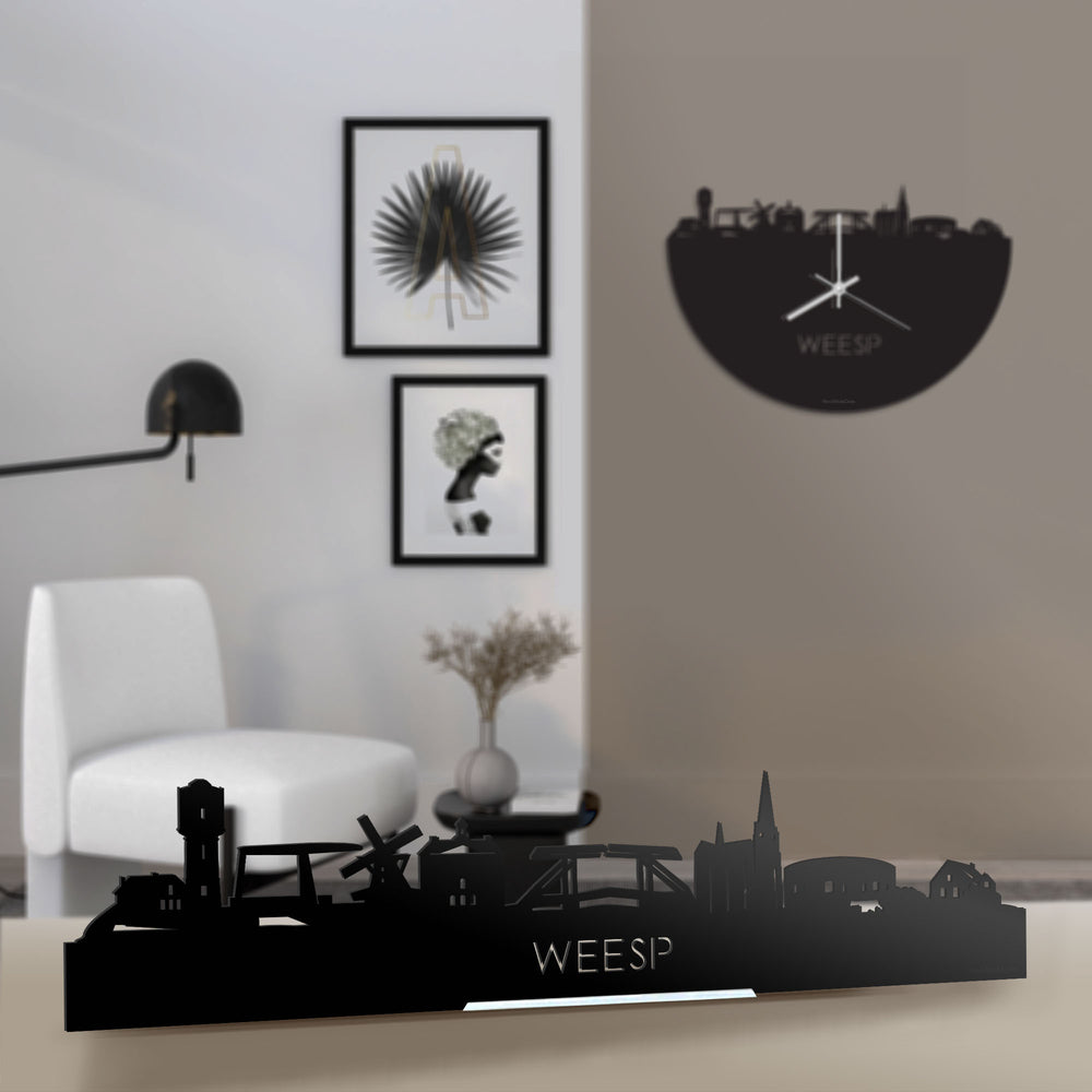 Standing Skyline Weesp Zwart glanzend gerecycled kunststof cadeau decoratie relatiegeschenk van WoodWideCities