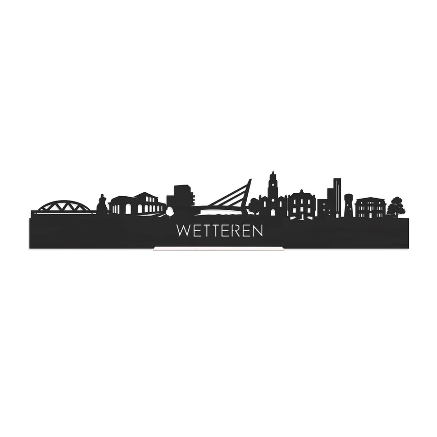 Standing Skyline Wetteren Zwart houten cadeau decoratie relatiegeschenk van WoodWideCities