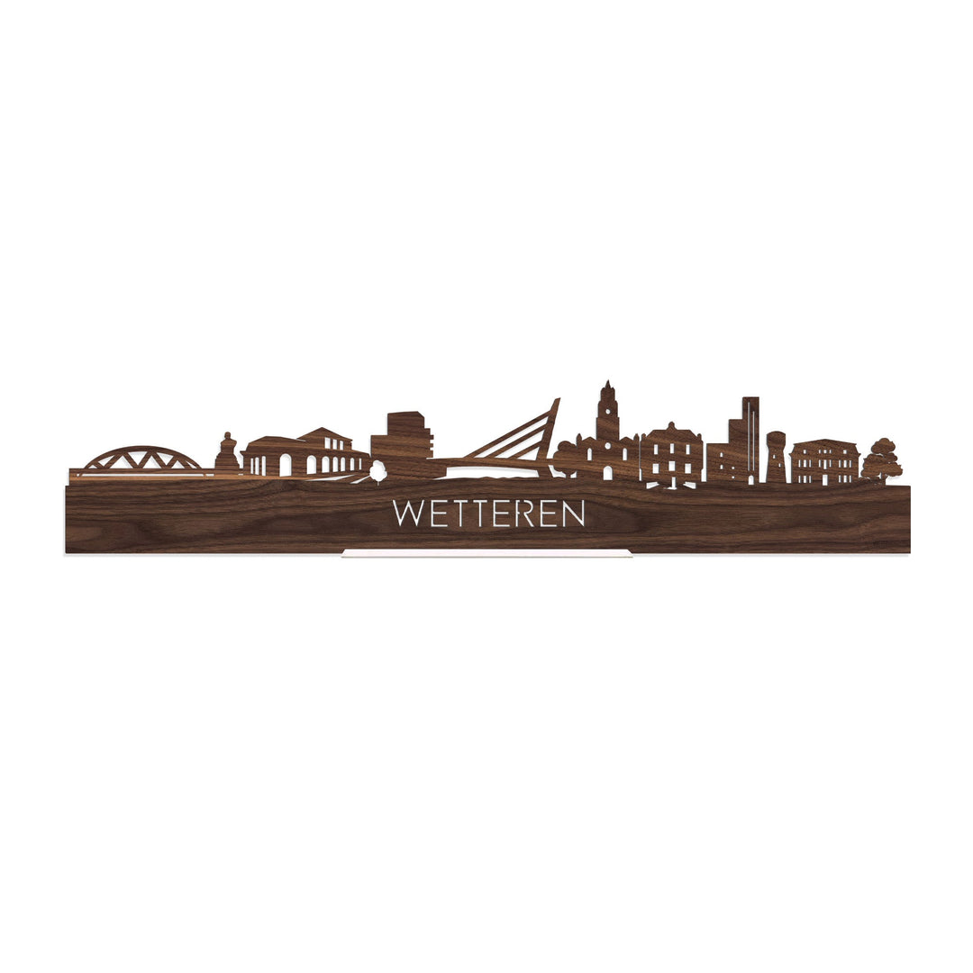 Standing Skyline Wetteren Noten houten cadeau decoratie relatiegeschenk van WoodWideCities