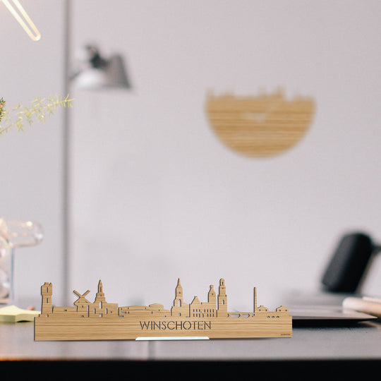 Standing Skyline Winschoten Bamboe houten cadeau decoratie relatiegeschenk van WoodWideCities