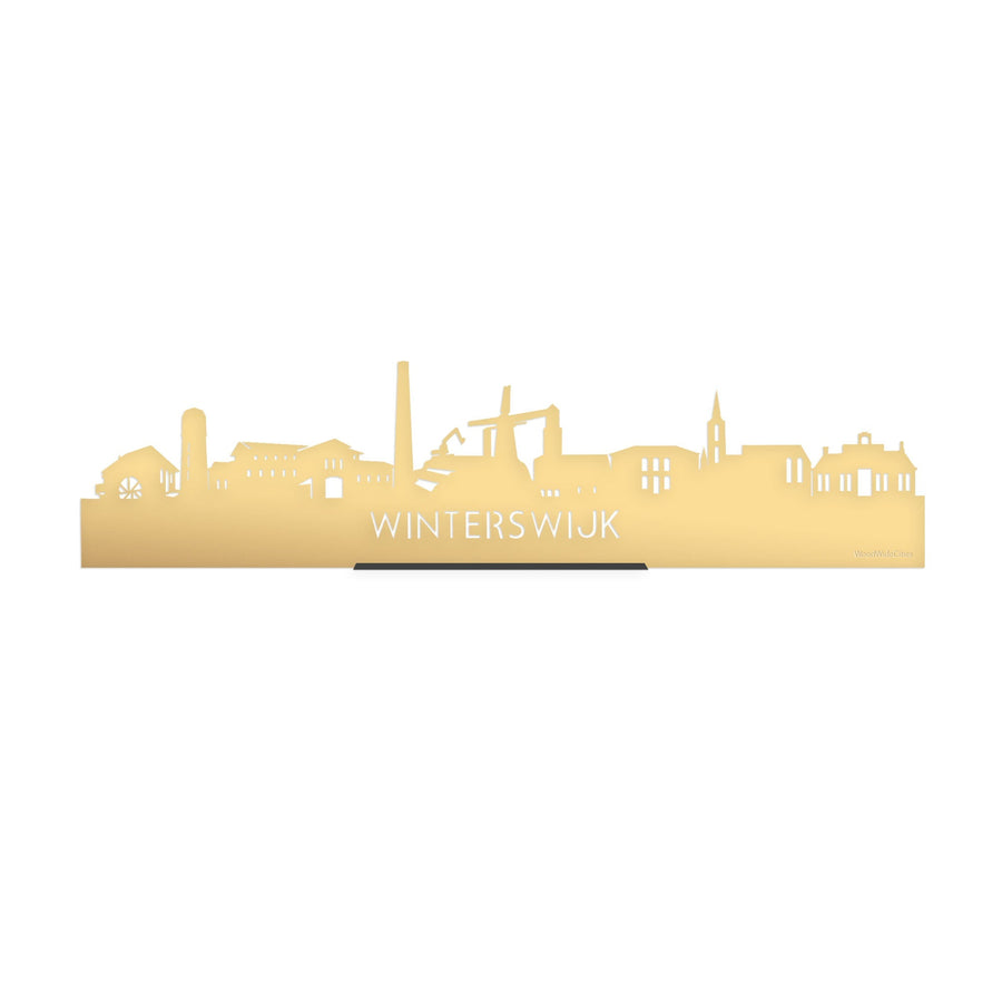 Standing Skyline Winterswijk Goud Metallic 40 cm houten cadeau decoratie relatiegeschenk van WoodWideCities