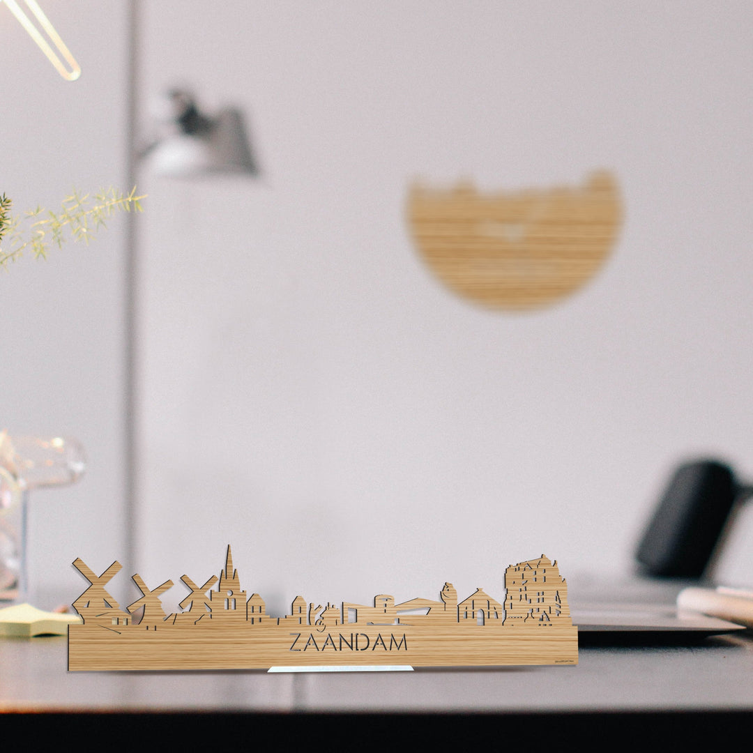 Standing Skyline Zaandam Bamboe houten cadeau decoratie relatiegeschenk van WoodWideCities