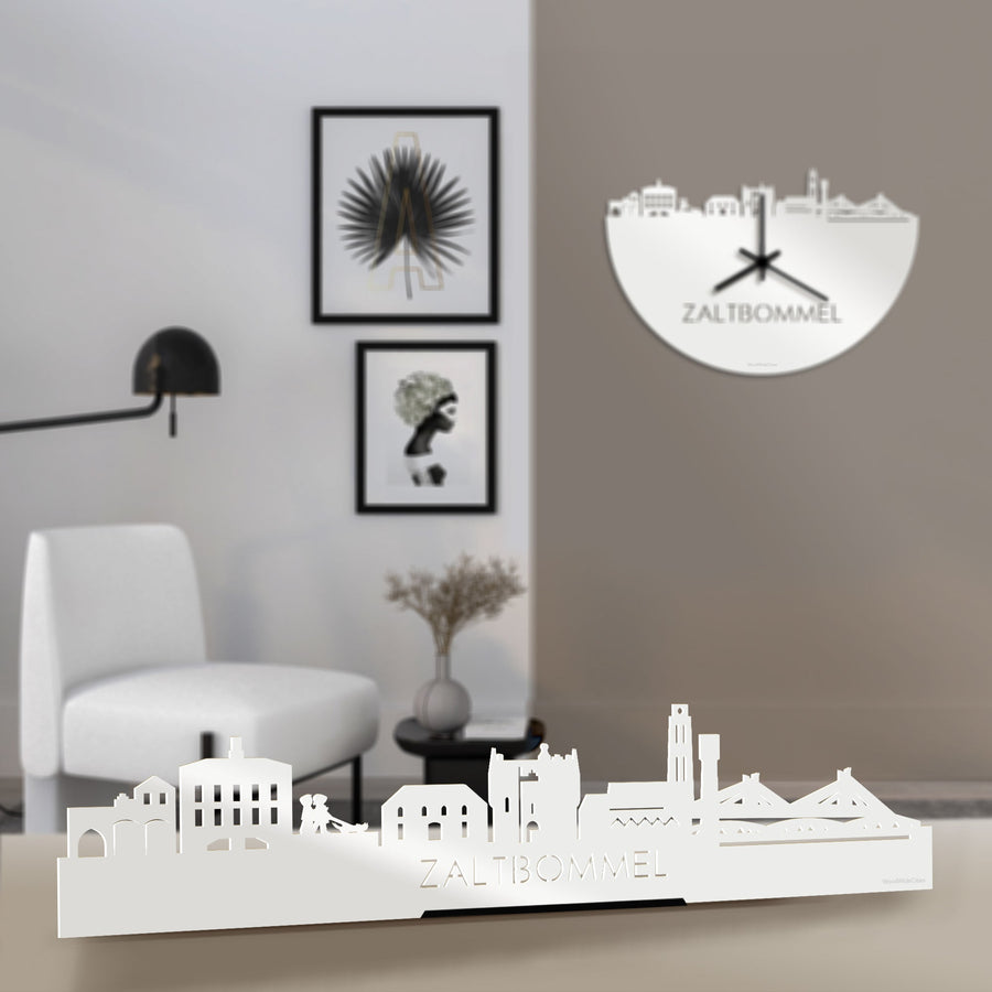 Standing Skyline Zaltbommel Wit glanzend gerecycled kunststof cadeau decoratie relatiegeschenk van WoodWideCities