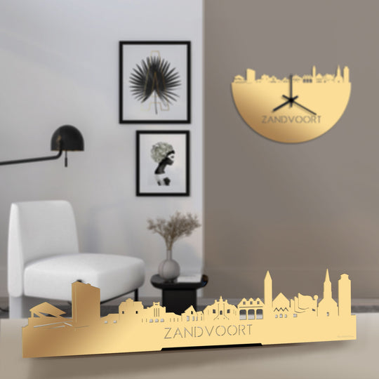 Standing Skyline Zandvoort Metallic Goud gerecycled kunststof cadeau decoratie relatiegeschenk van WoodWideCities