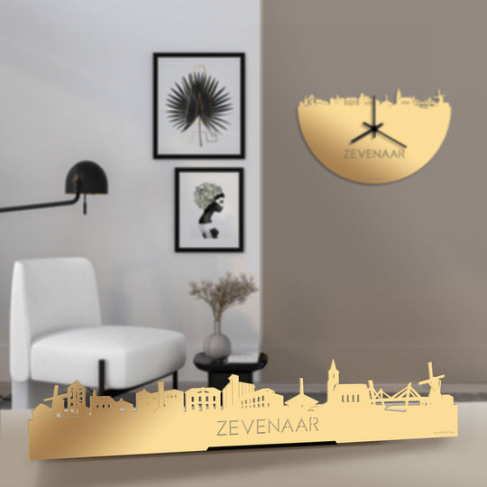 Standing Skyline Zevenaar Metallic Goud gerecycled kunststof cadeau decoratie relatiegeschenk van WoodWideCities
