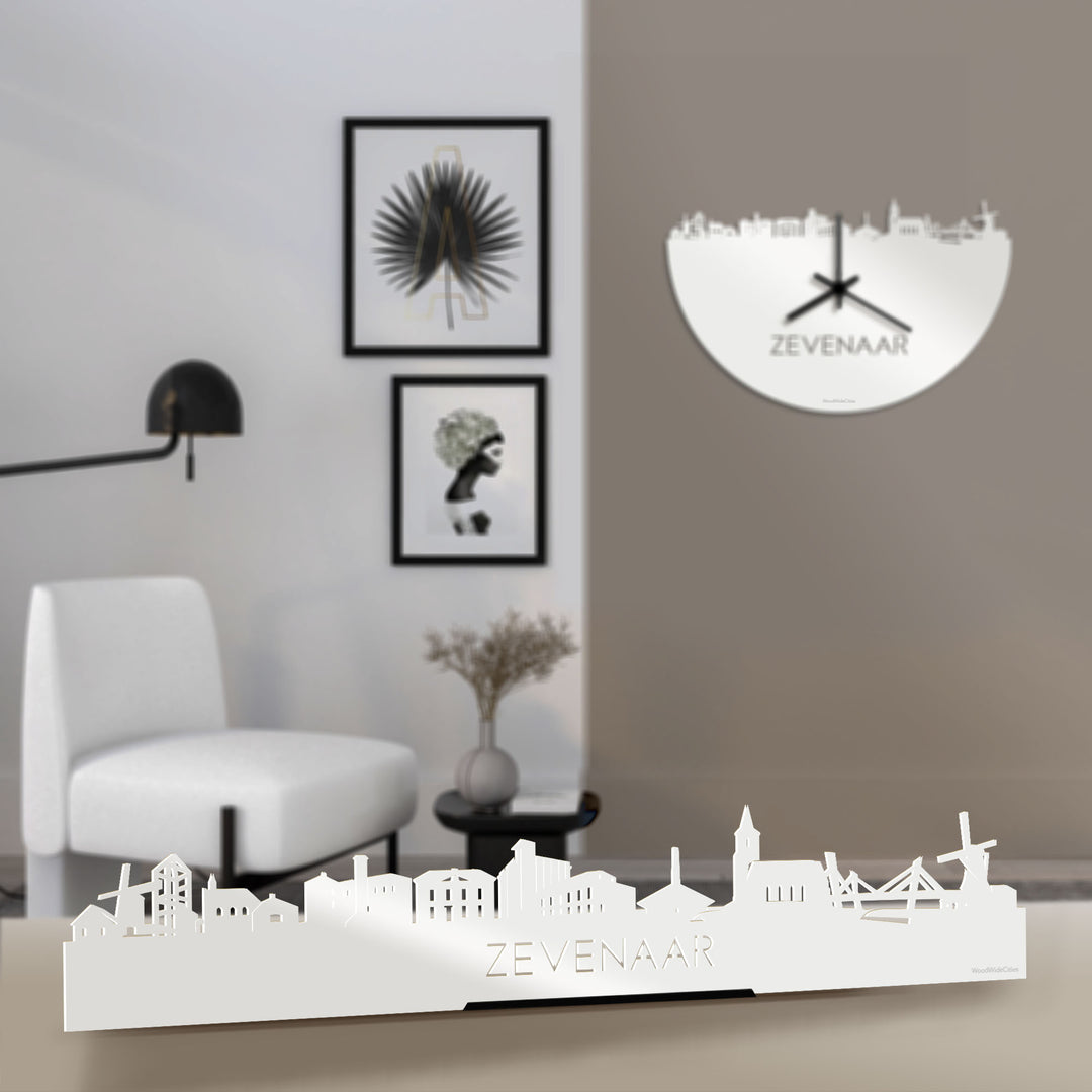 Standing Skyline Zevenaar Wit glanzend gerecycled kunststof cadeau decoratie relatiegeschenk van WoodWideCities