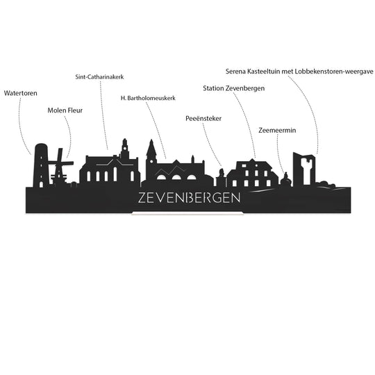 Standing Skyline Zevenbergen Wit glanzend gerecycled kunststof cadeau decoratie relatiegeschenk van WoodWideCities