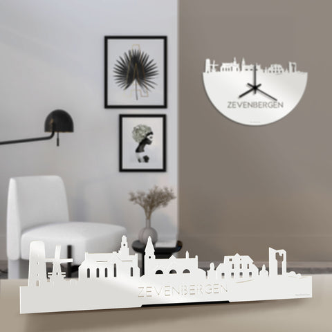 Standing Skyline Zevenbergen Wit glanzend gerecycled kunststof cadeau decoratie relatiegeschenk van WoodWideCities