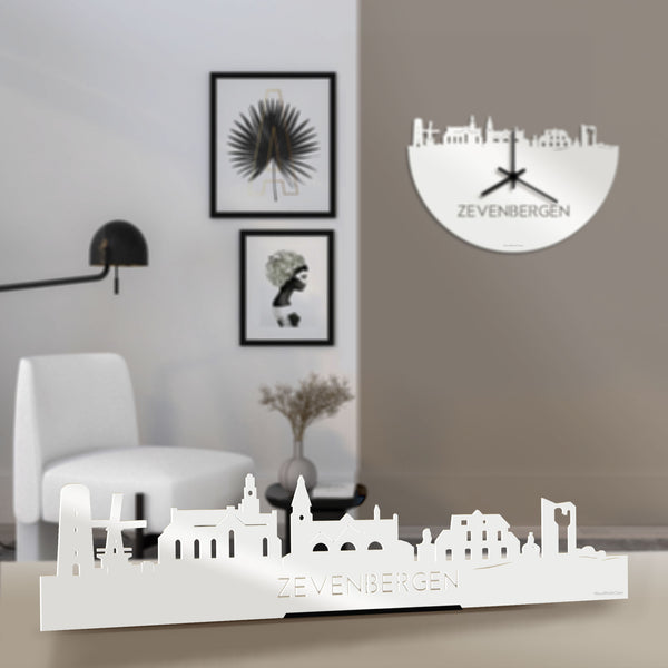 Standing Skyline Zevenbergen Wit glanzend gerecycled kunststof cadeau decoratie relatiegeschenk van WoodWideCities