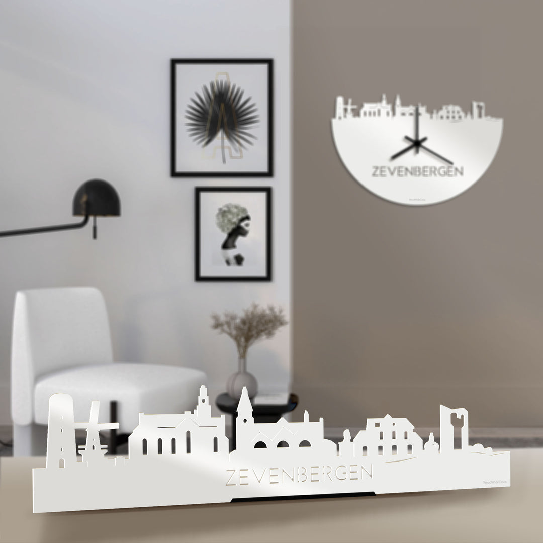 Standing Skyline Zevenbergen Wit glanzend gerecycled kunststof cadeau decoratie relatiegeschenk van WoodWideCities