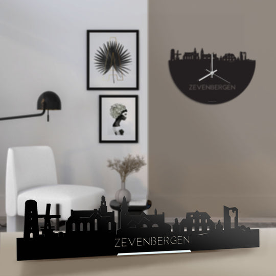 Standing Skyline Zevenbergen Zwart glanzend gerecycled kunststof cadeau decoratie relatiegeschenk van WoodWideCities