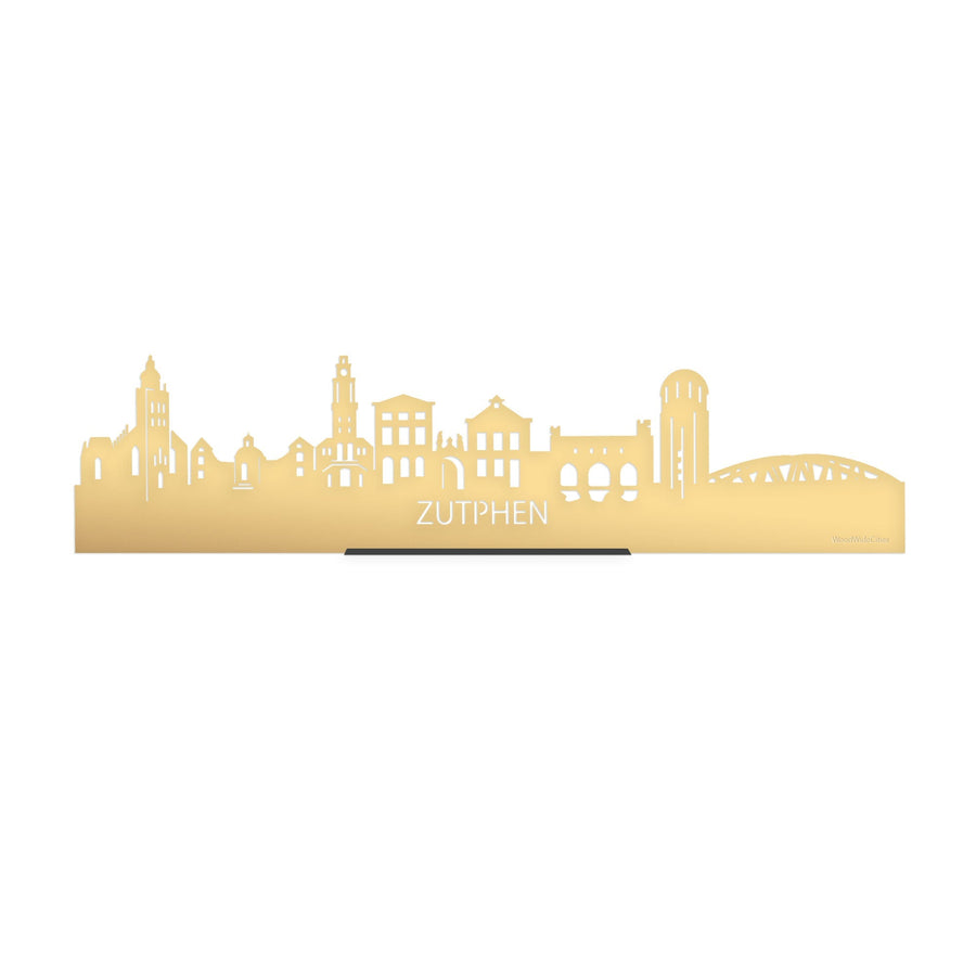 Standing Skyline Zutphen Goud Metallic 40 cm houten cadeau decoratie relatiegeschenk van WoodWideCities