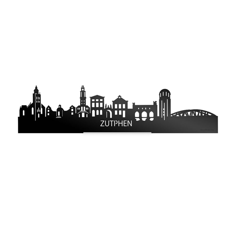 Standing Skyline Zutphen Zwart Glanzend 40 cm houten cadeau decoratie relatiegeschenk van WoodWideCities