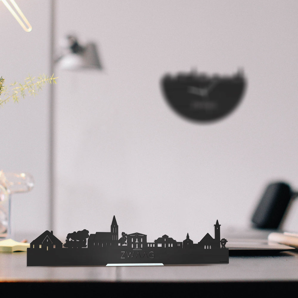 Standing Skyline Zwaag Zwart houten cadeau decoratie relatiegeschenk van WoodWideCities