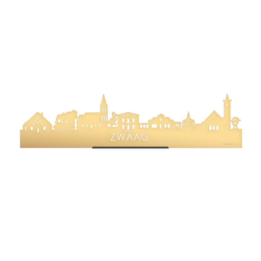 Standing Skyline Zwaag Metallic Goud gerecycled kunststof cadeau decoratie relatiegeschenk van WoodWideCities