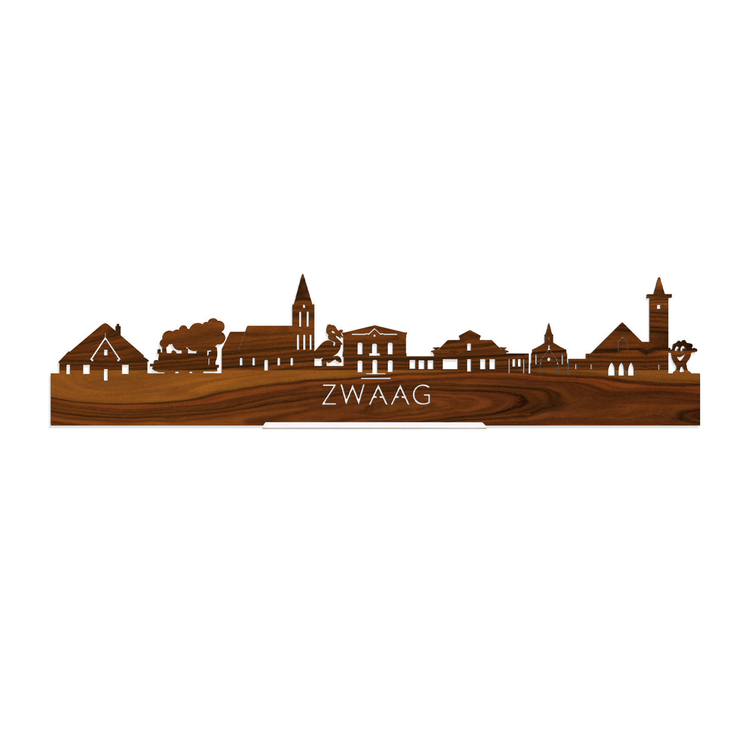 Standing Skyline Zwaag Palissander houten cadeau decoratie relatiegeschenk van WoodWideCities