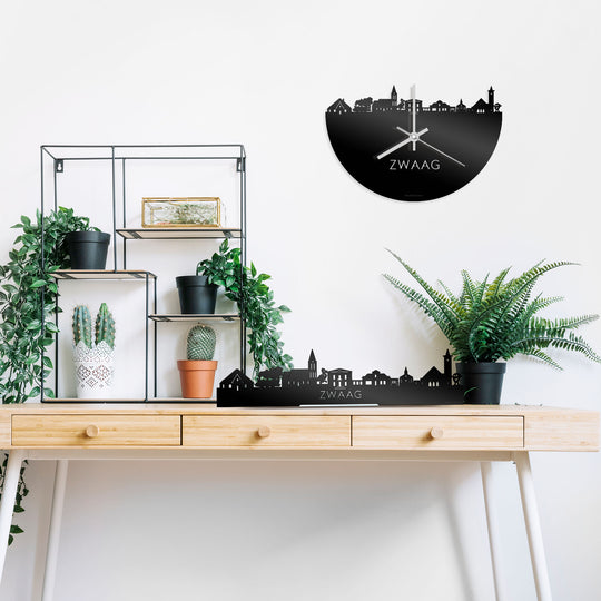 Standing Skyline Zwaag Zwart glanzend gerecycled kunststof cadeau decoratie relatiegeschenk van WoodWideCities