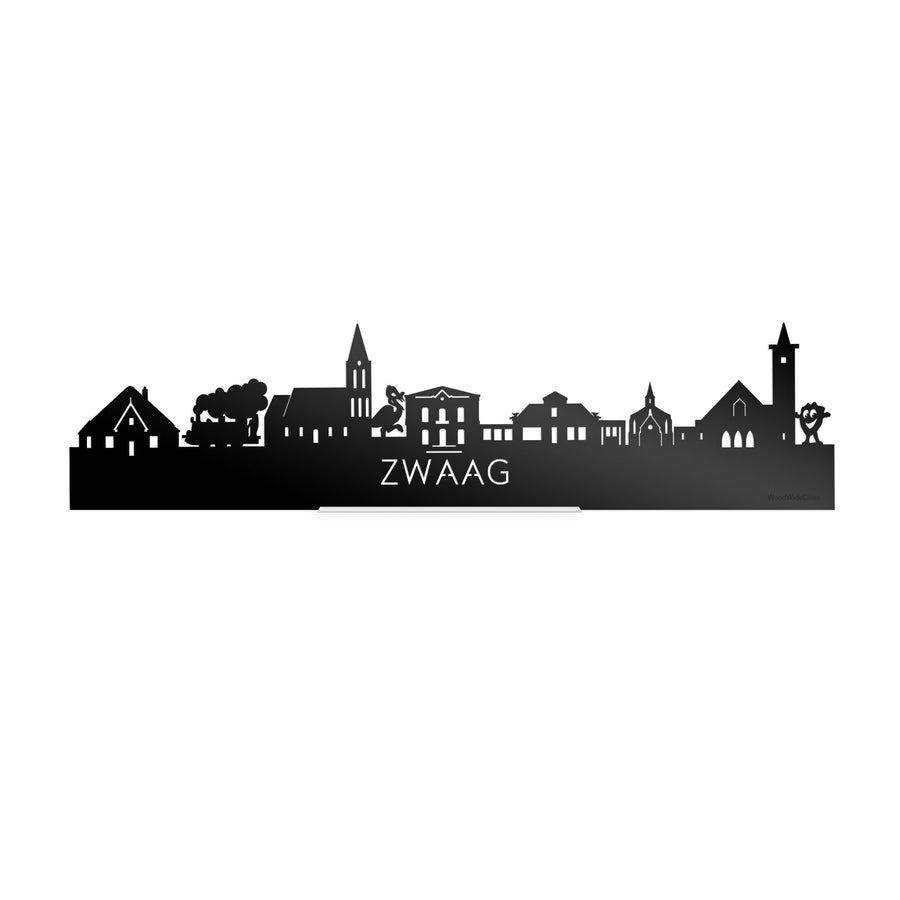 Standing Skyline Zwaag Zwart glanzend gerecycled kunststof cadeau decoratie relatiegeschenk van WoodWideCities