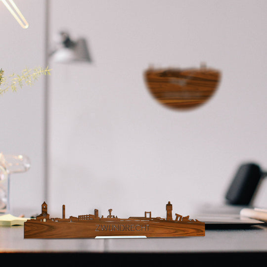 Standing Skyline Zwijndrecht Palissander houten cadeau decoratie relatiegeschenk van WoodWideCities