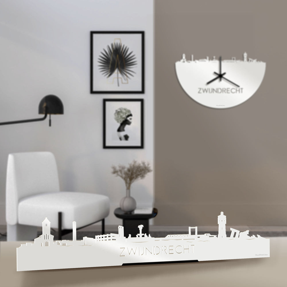 Standing Skyline Zwijndrecht Wit glanzend gerecycled kunststof cadeau decoratie relatiegeschenk van WoodWideCities