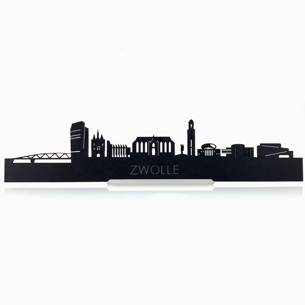 Standing Skyline Zwolle Black 40 cm houten cadeau decoratie relatiegeschenk van WoodWideCities