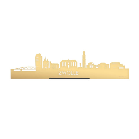 Standing Skyline Zwolle Goud Metallic 40 cm houten cadeau decoratie relatiegeschenk van WoodWideCities