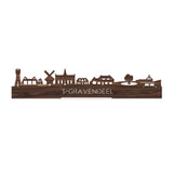 Standing Skyline 's-Gravendeel Noten houten cadeau decoratie relatiegeschenk van WoodWideCities