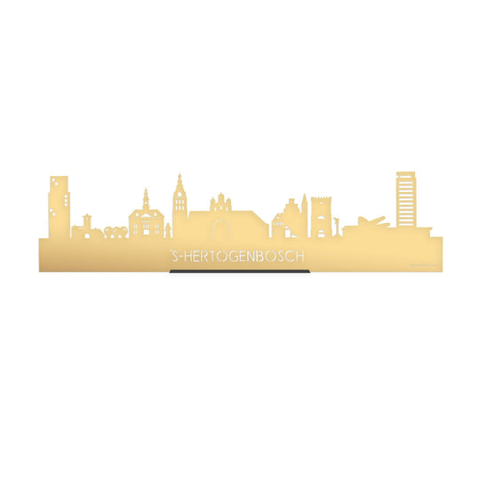 Standing Skyline 's-Hertogenbosch Goud Metallic 40 cm houten cadeau decoratie relatiegeschenk van WoodWideCities
