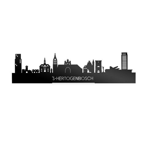 Standing Skyline 's-Hertogenbosch Zwart Glanzend 40 cm houten cadeau decoratie relatiegeschenk van WoodWideCities
