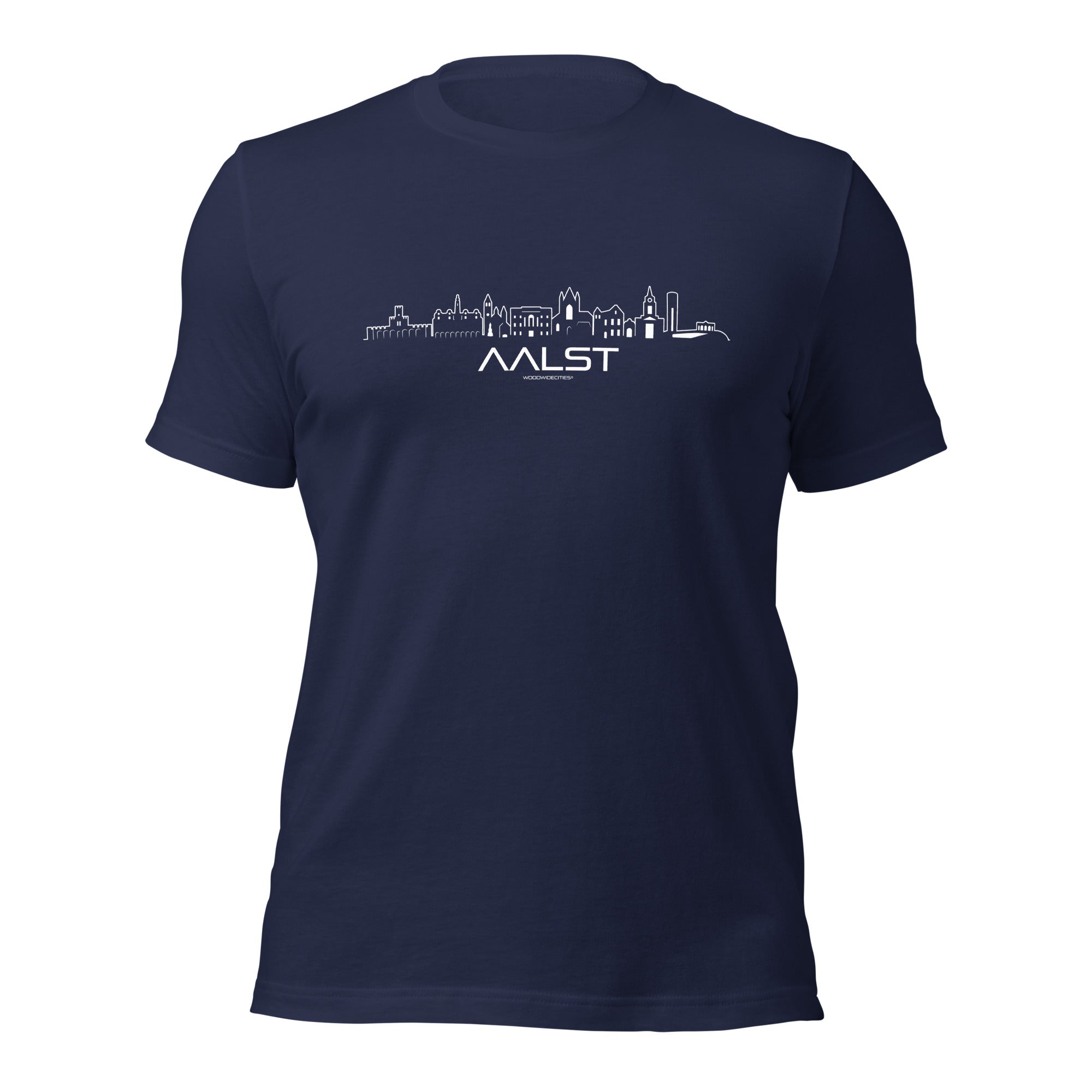 T-Shirt Aalst Navy S houten cadeau decoratie relatiegeschenk van WoodWideCities