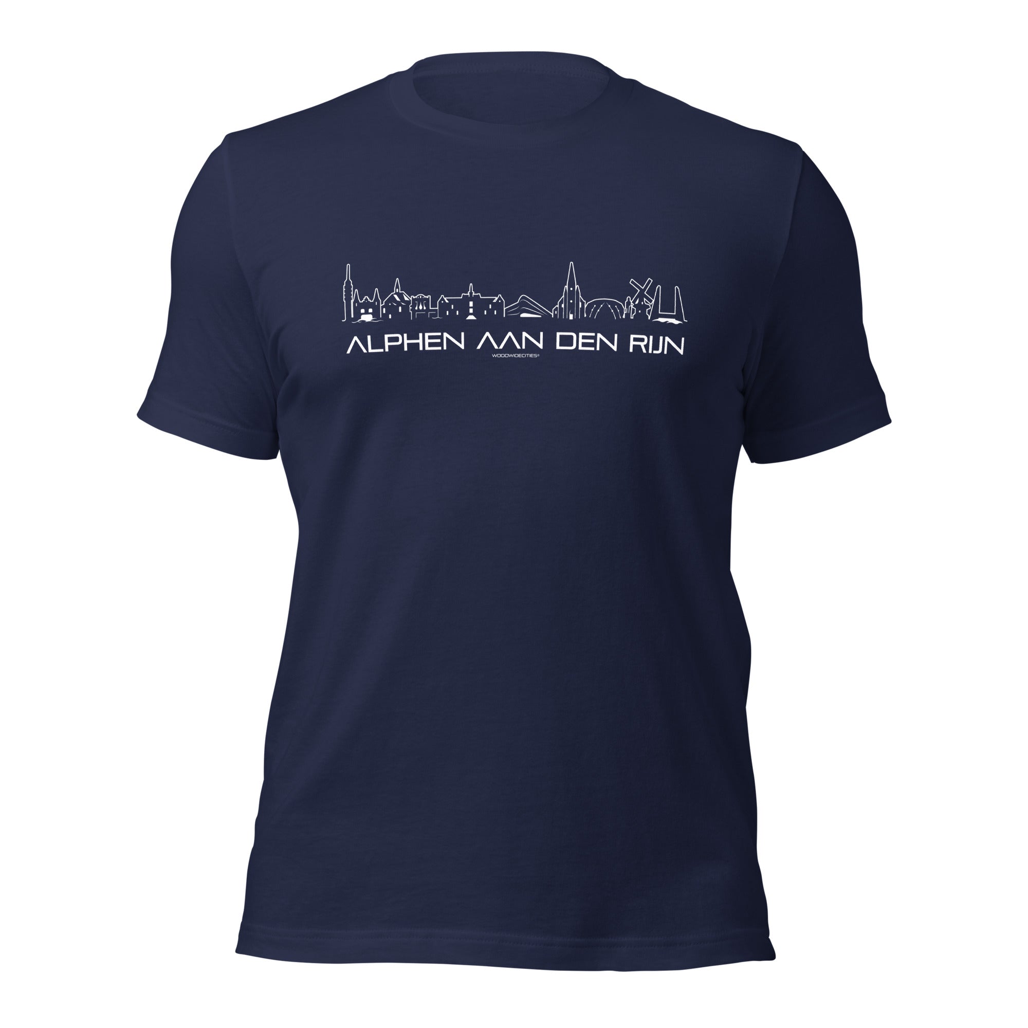 T-Shirt Alphen aan den Rijn Navy S houten cadeau decoratie relatiegeschenk van WoodWideCities