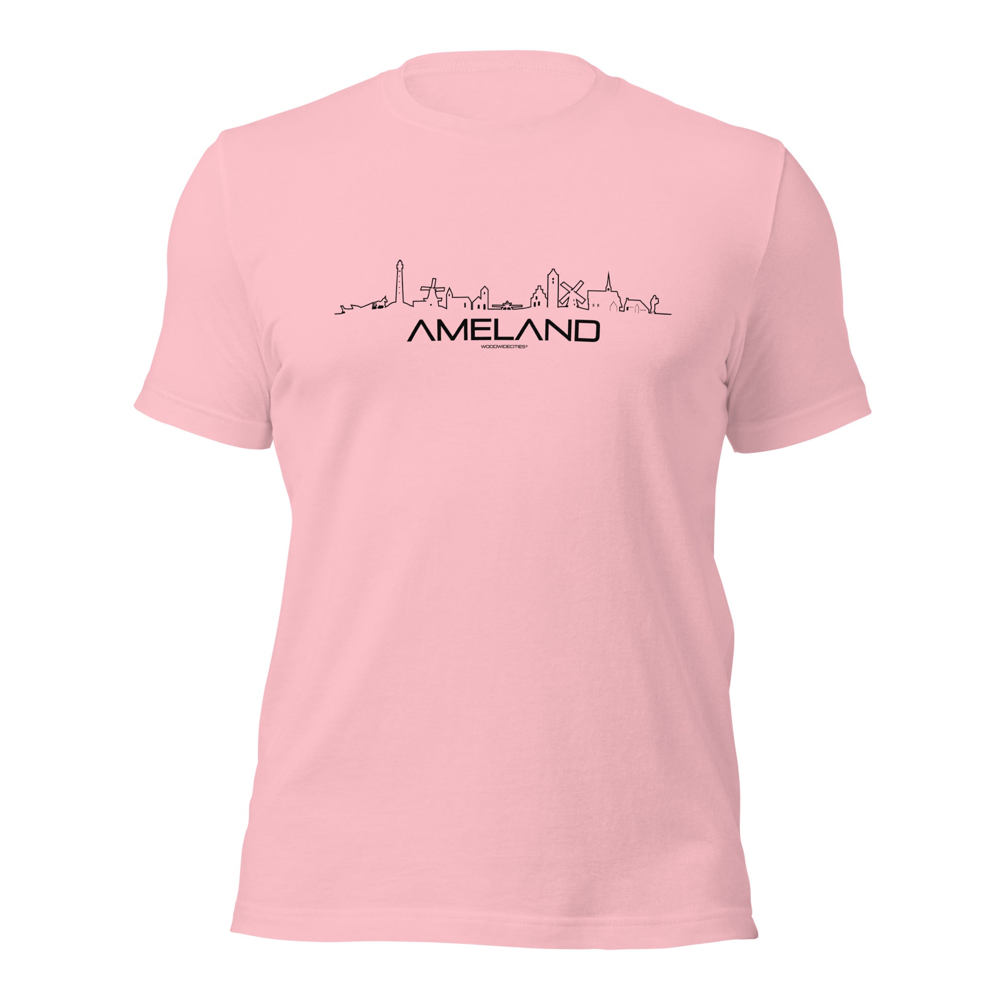 T-Shirt Ameland Pink S houten cadeau decoratie relatiegeschenk van WoodWideCities