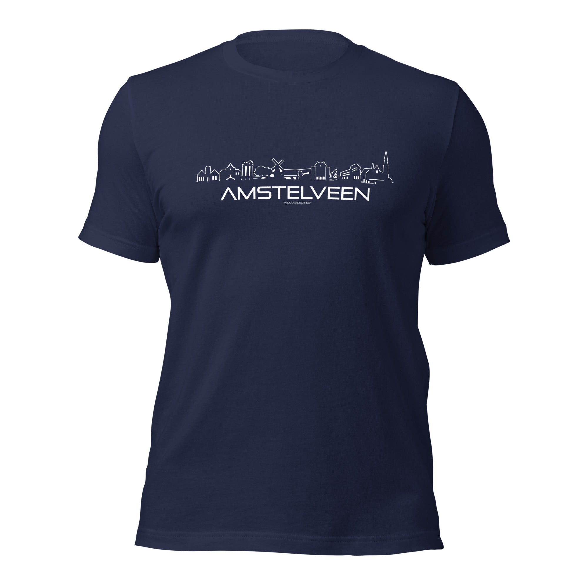 T-Shirt Amstelveen Navy S houten cadeau decoratie relatiegeschenk van WoodWideCities