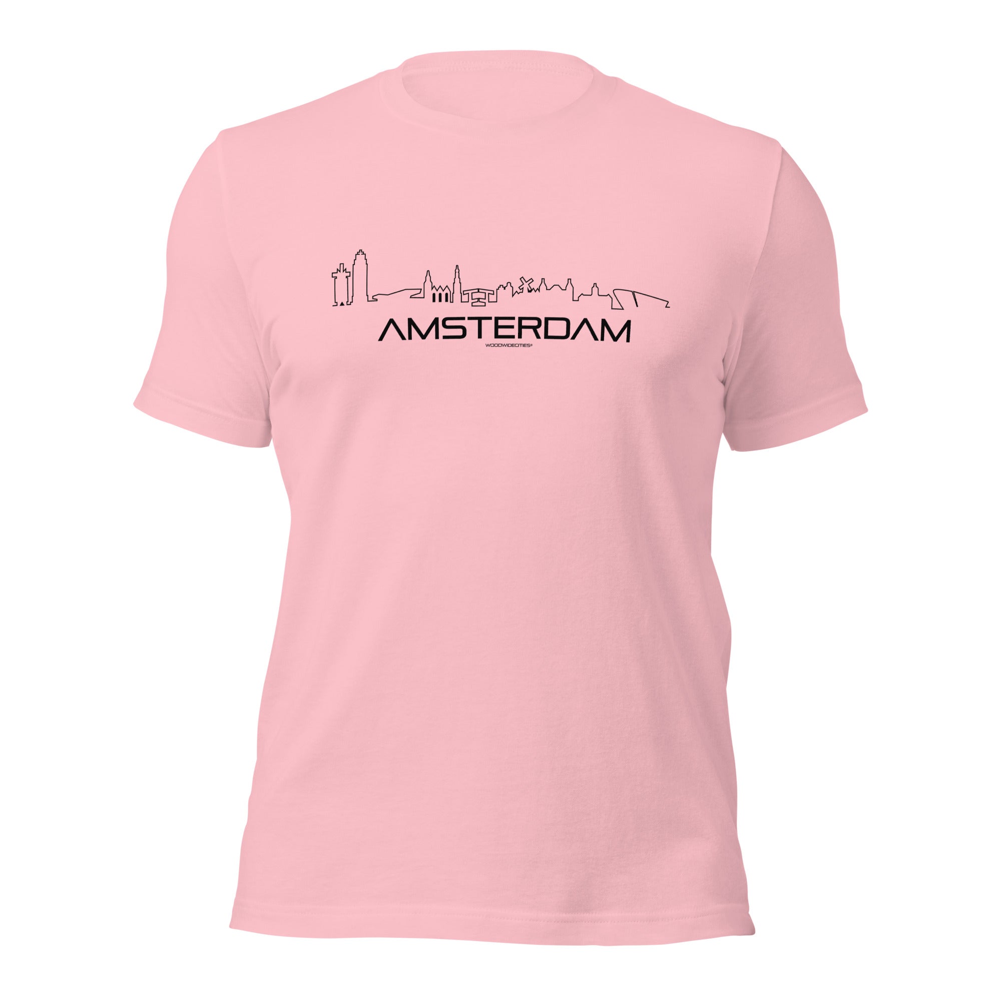 T-Shirt Amsterdam Pink S houten cadeau decoratie relatiegeschenk van WoodWideCities