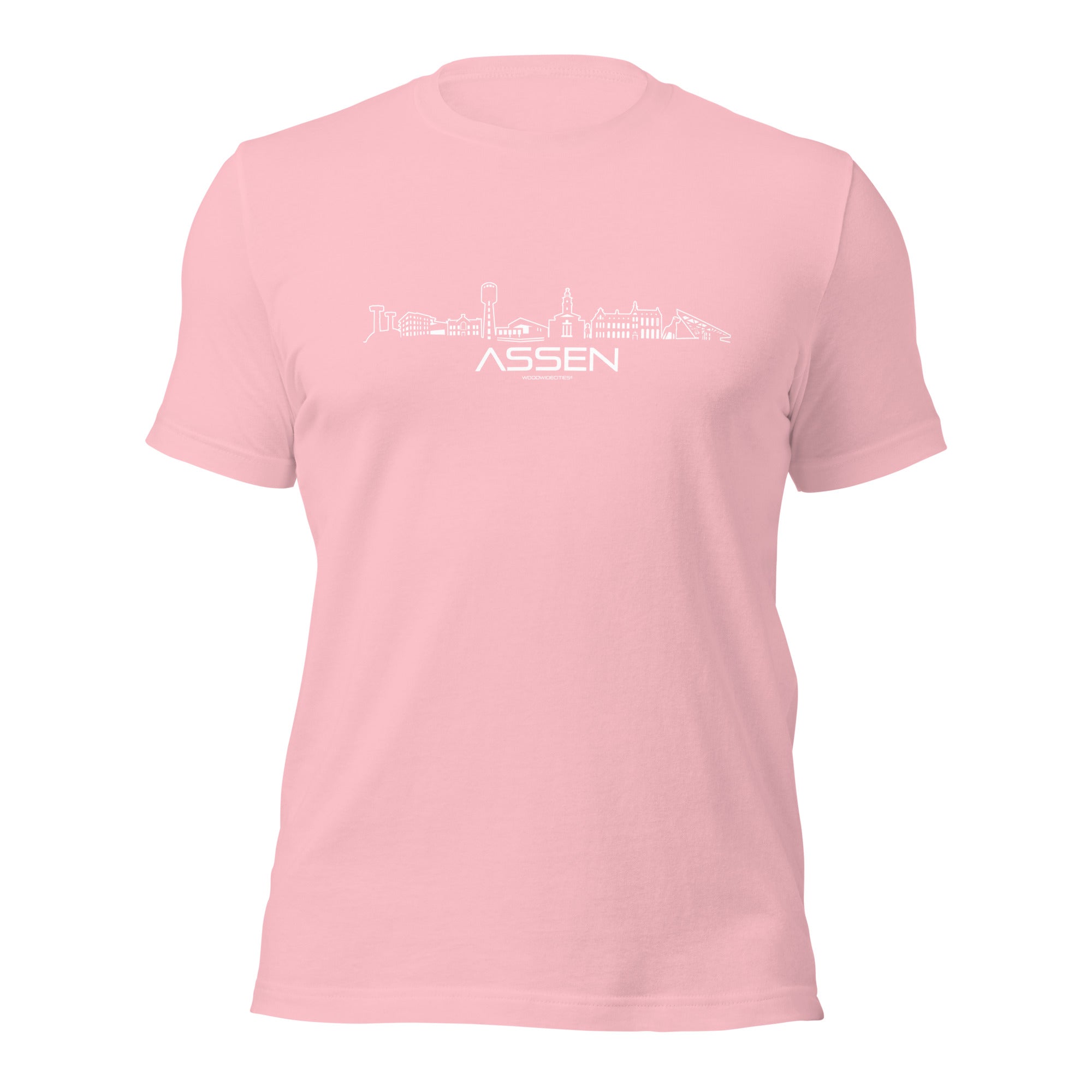 T-Shirt Assen Pink S houten cadeau decoratie relatiegeschenk van WoodWideCities