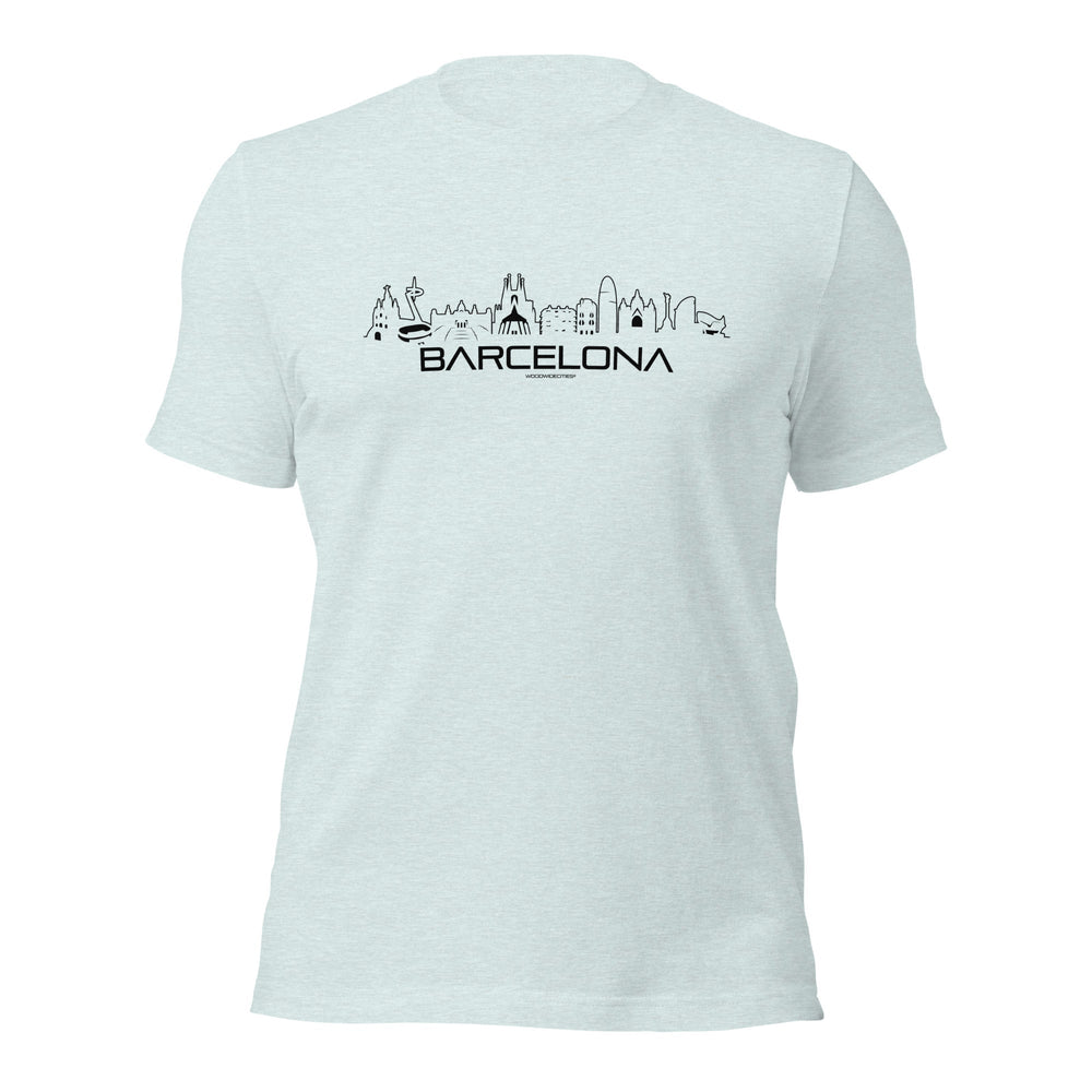 T-Shirt Barcelona Light Blue S houten cadeau decoratie relatiegeschenk van WoodWideCities