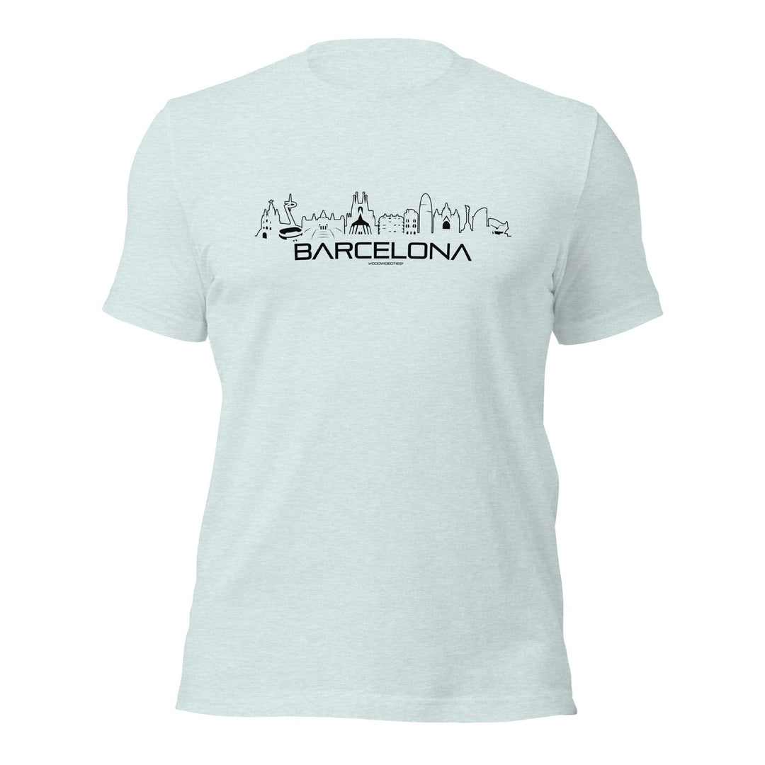T-Shirt Barcelona Light Blue S houten cadeau decoratie relatiegeschenk van WoodWideCities